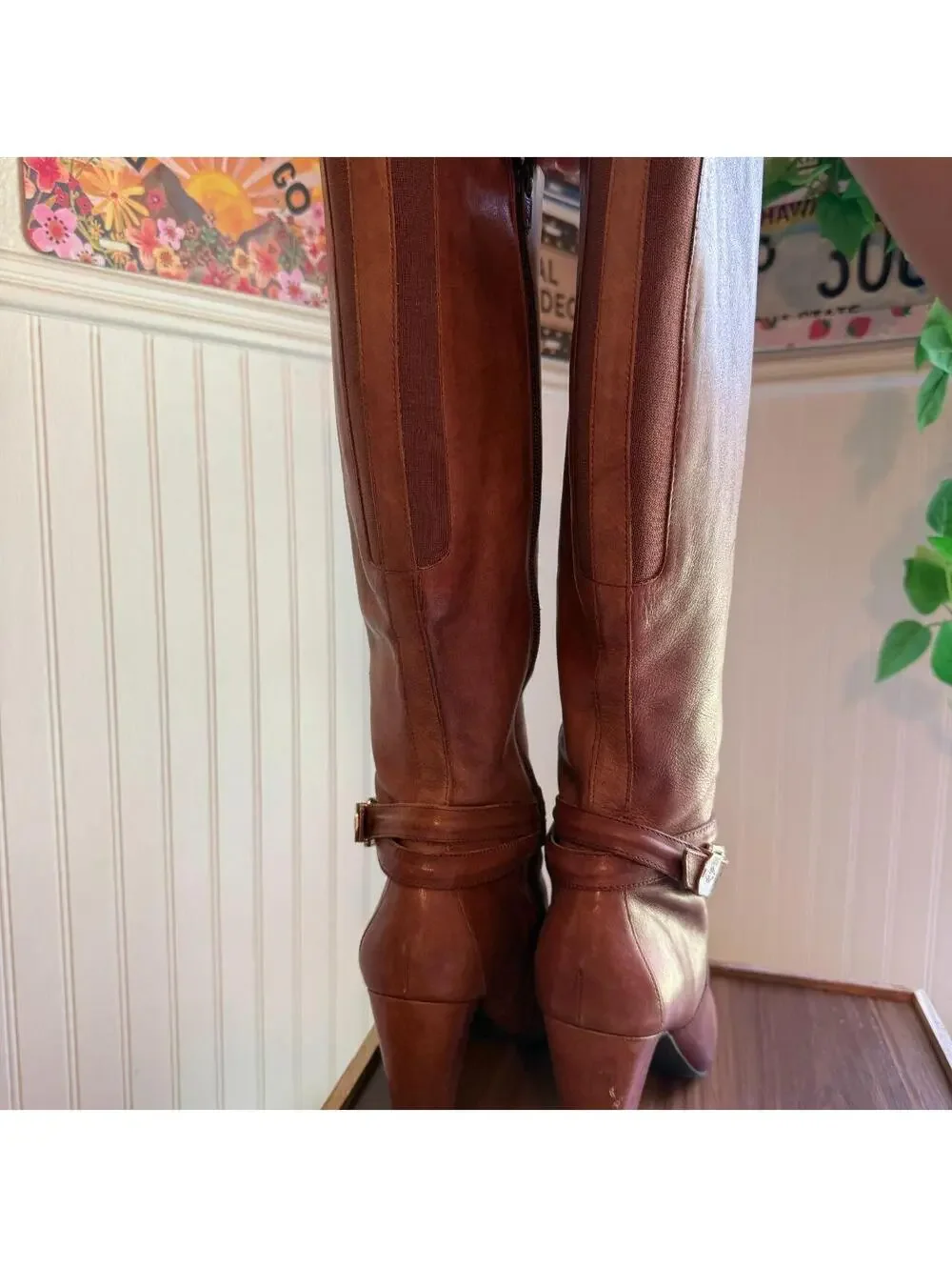 Breckelle’s Outlaw-81 Brown Red Zip Knee High Riding Boots